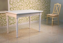 белый обеденный стол с фигурными ногами 120х80 см.